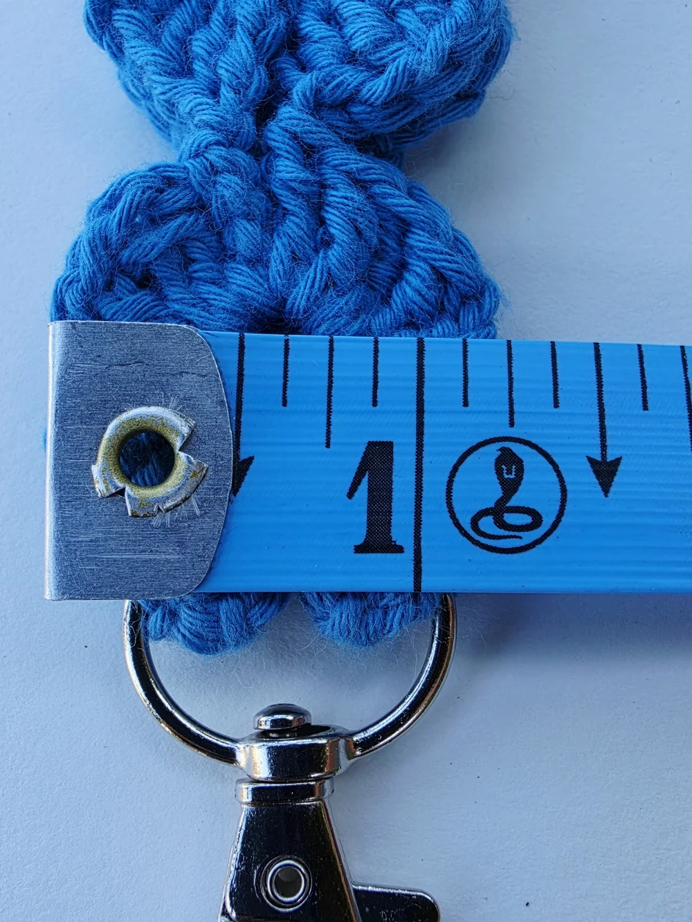 Crocheted ID Lanyard Keychain Strap - flower chain - 100% cotton upcycled yarn